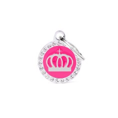 Glam Fuchsia Crown ID Tag with Rhinestones