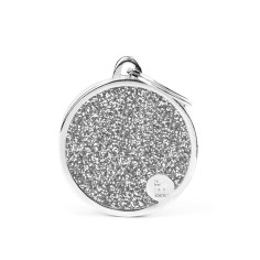 Shine Big Grey Glitter Circle ID Tag