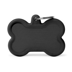 Hushtag XL Black Aluminum Bone ID Tag with Rubber