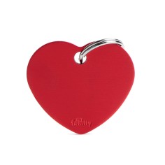 Basic Big Aluminum Red Heart ID Tag
