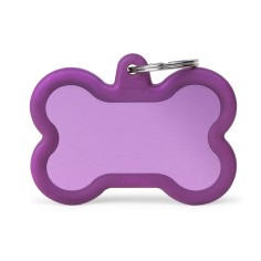 Hushtag XL Purple Aluminum Bone ID Tag con Rubber