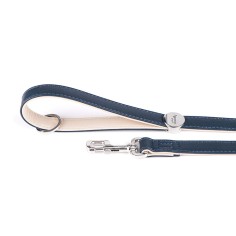 Blue and Cream Hermitage Leash in Genuine Leather