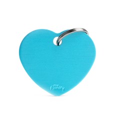 Basic Big Aluminum Light Blue Heart ID Tag