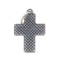 Bronx Big Platform Cross ID Tag in Antique Silver