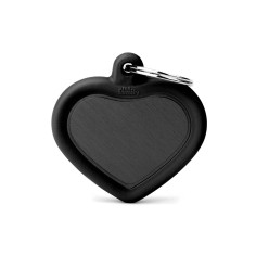 Hushtag Black Aluminum Heart ID Tag with Rubber