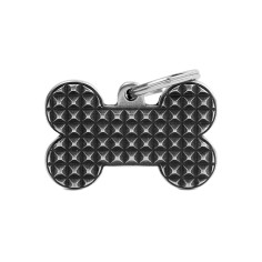 Bronx Big Bone with Studs ID Tag in Antique Silver