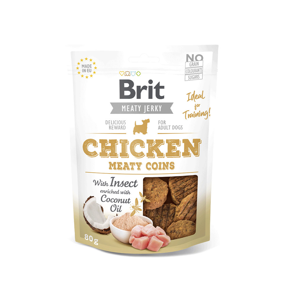 Brit Jerky Snack Chicken with Insect Meat Coins for Dogs