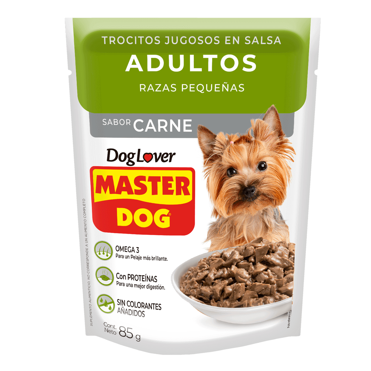 Nuevos trocitos jugosos adultos sabor carne razas pequeñas