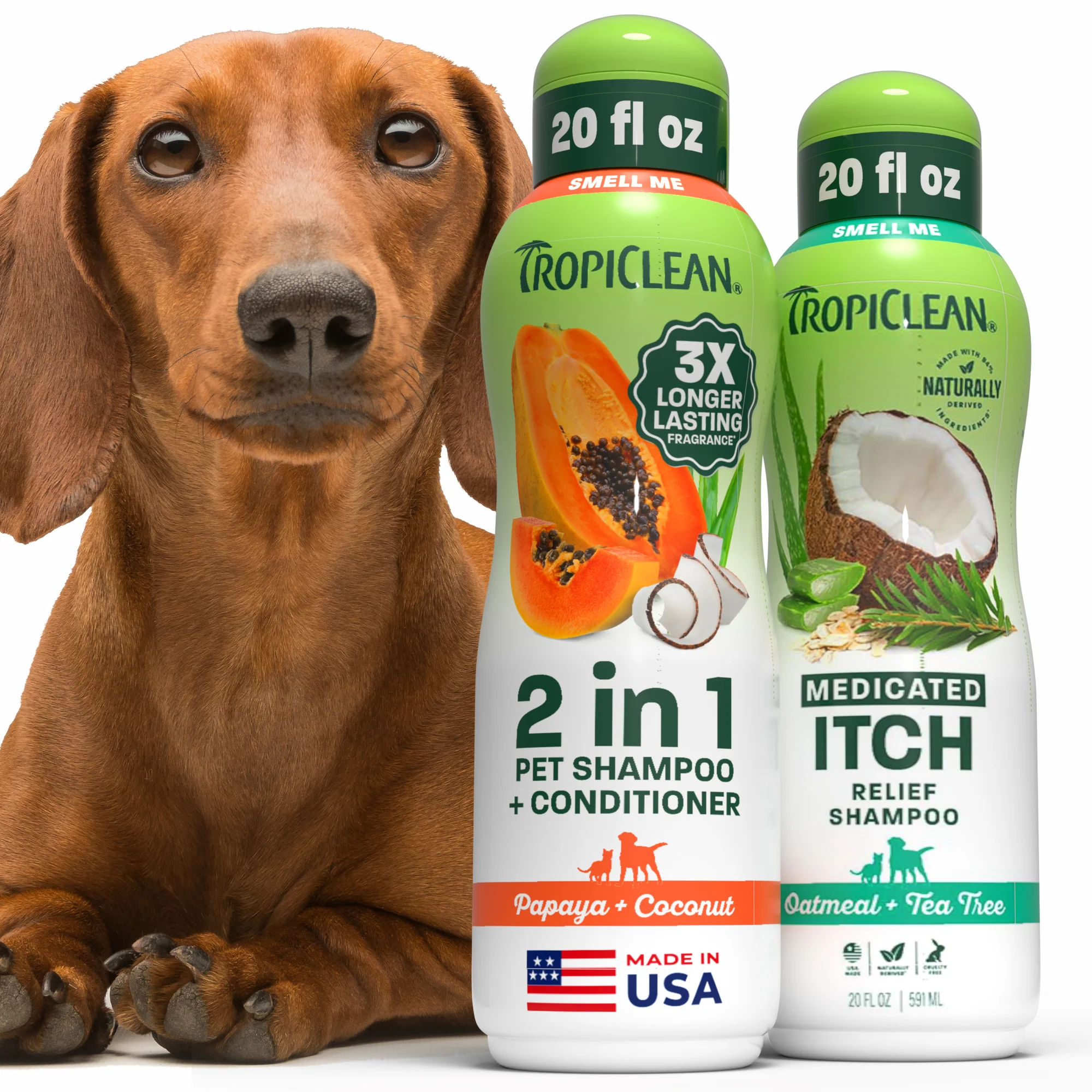TropiClean Dog Shampoo and Conditioner & Medicated Shampoo Virtual Bundle, 20oz Each