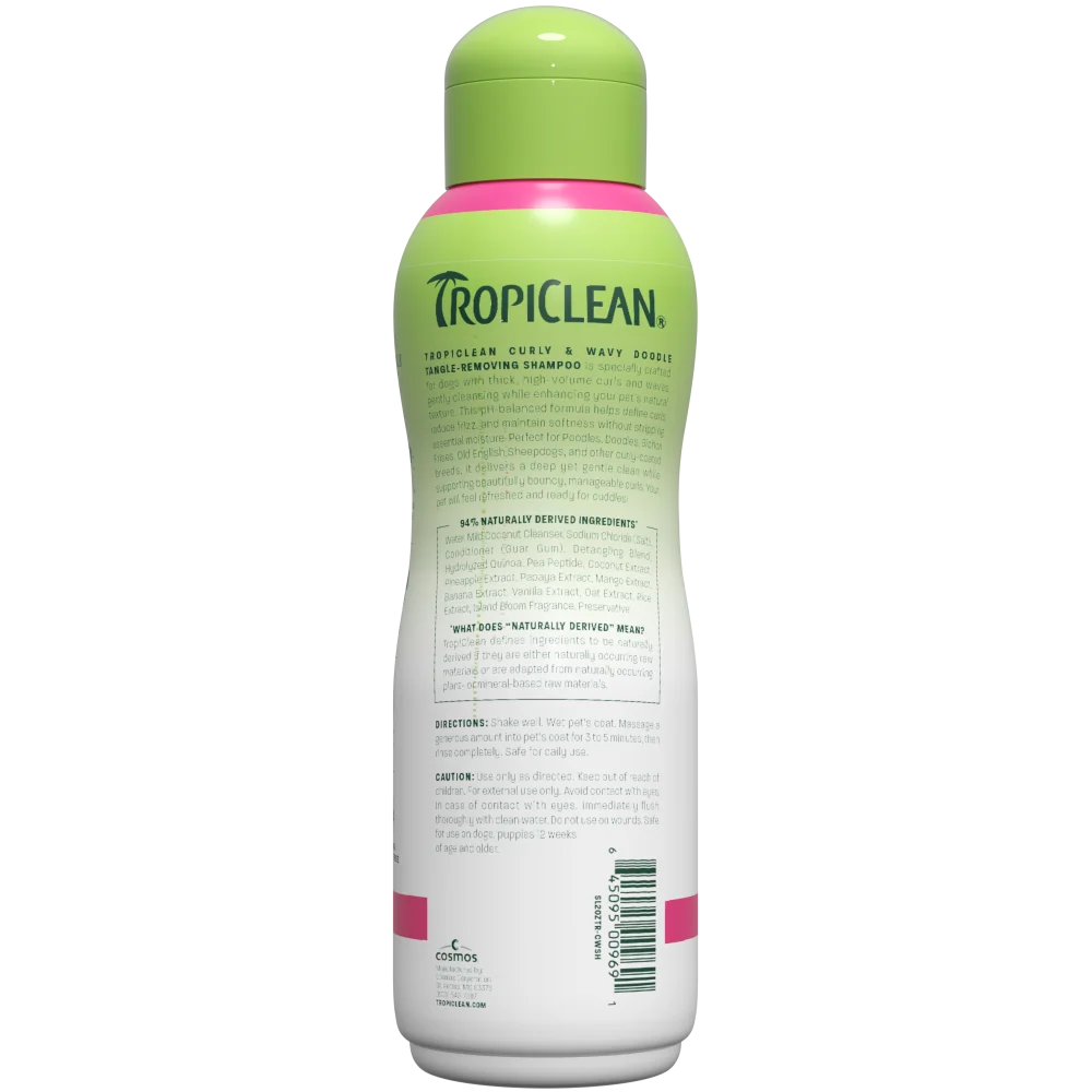 TropiClean Island Bloom Curly & Wavy Doodle Dog Shampoo, 20oz - Lined Cap