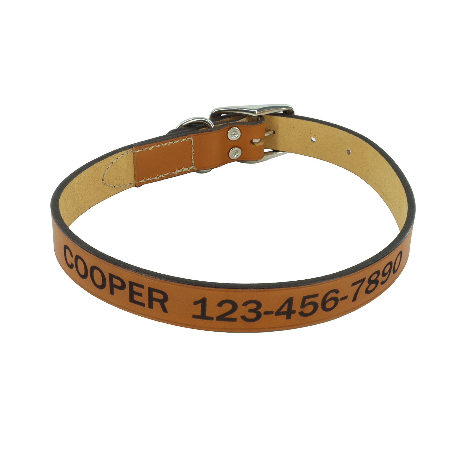 Circle T Oak Tanned Leather Town Dog Collar - Personalized