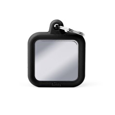 Hushtag Chrome-Plated Brass Square ID Tag with Black Rubber
