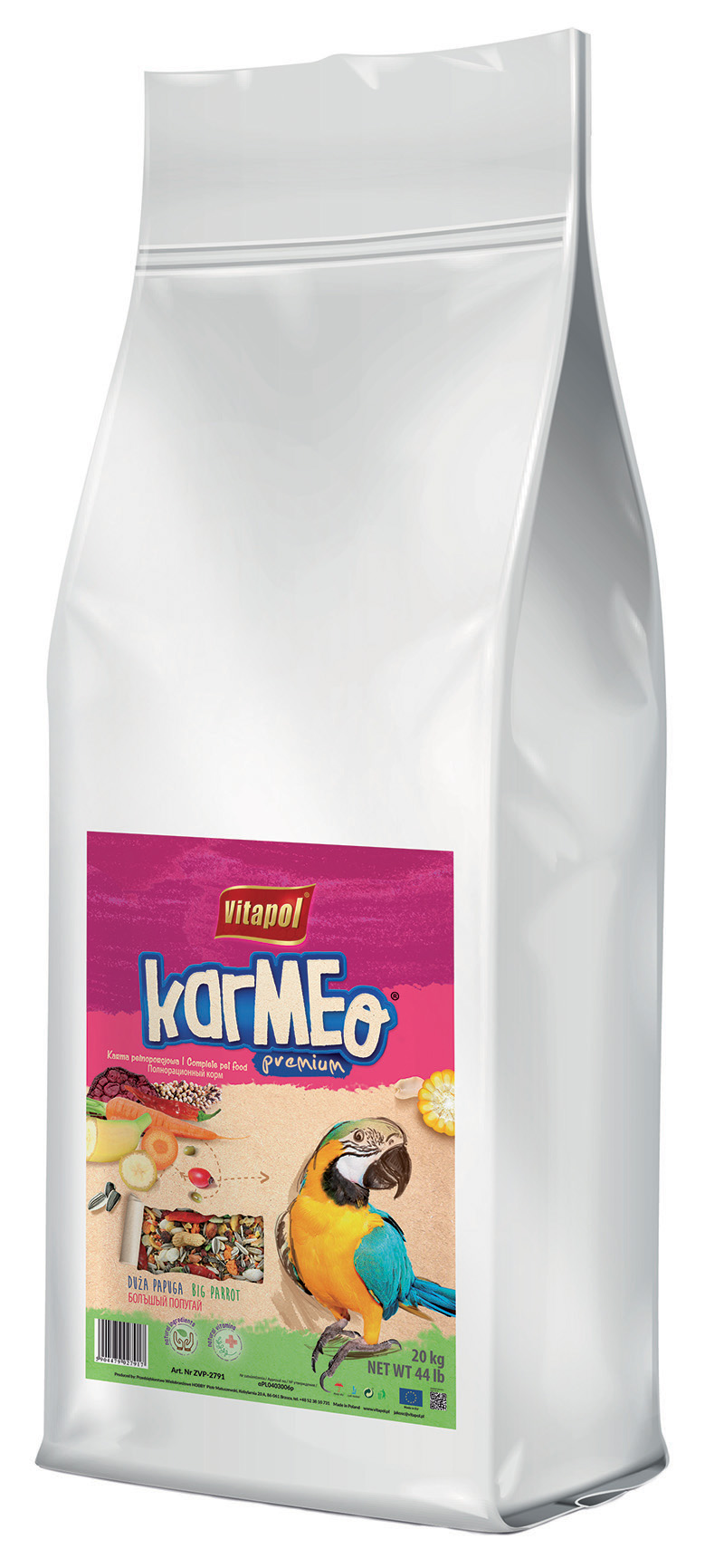 Karmeo Premium karma pełnoporcjowa dla dużej papugi 20 kg
