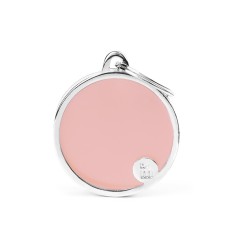 Basic Handmade Big Pink Circle ID Tag