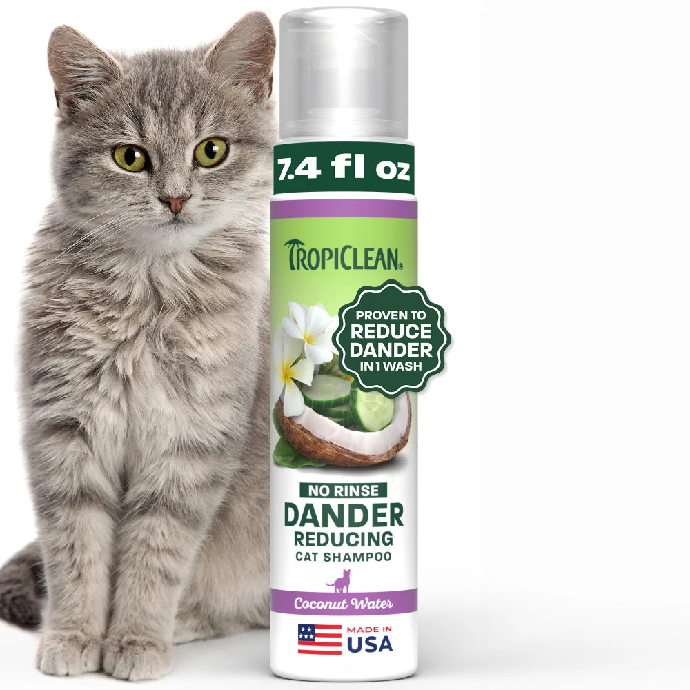 TropiClean Dander Reducing No Rinse Cat Shampoo, 7.4oz