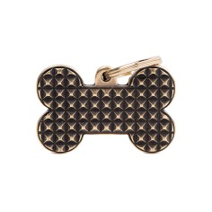 Bronx Big Bone with Studs ID Tag in English Brass
