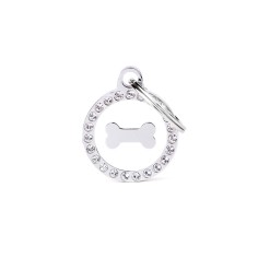 Glam White Bone ID Tag with Rhinestones
