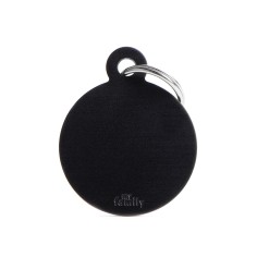 Basic Big Aluminum Black Circle ID Tag