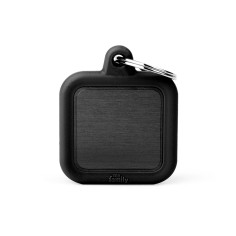 Hushtag Black Aluminum Square ID Tag with Rubber