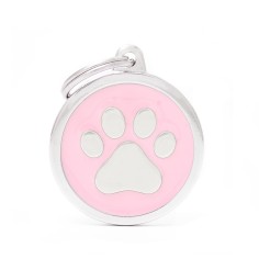 Classic Big Pink Circle con Paw ID Tag
