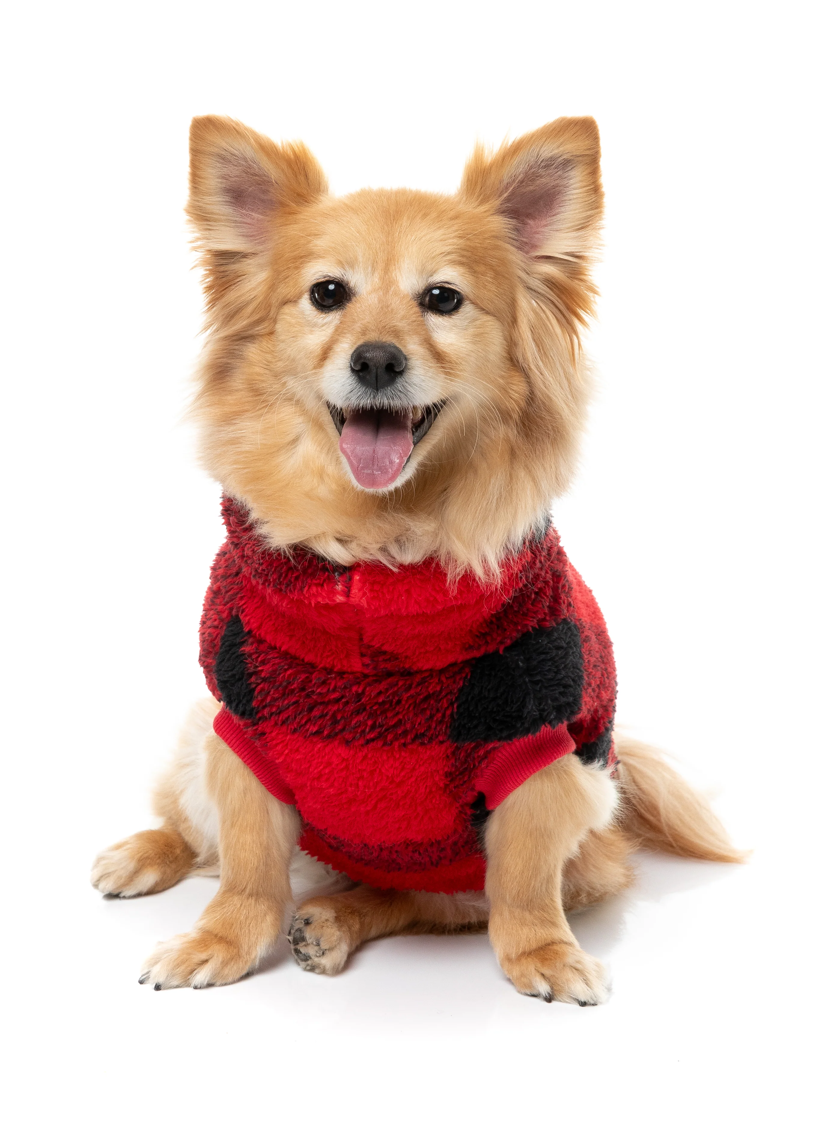 Checkered Teddy Sweater - Red