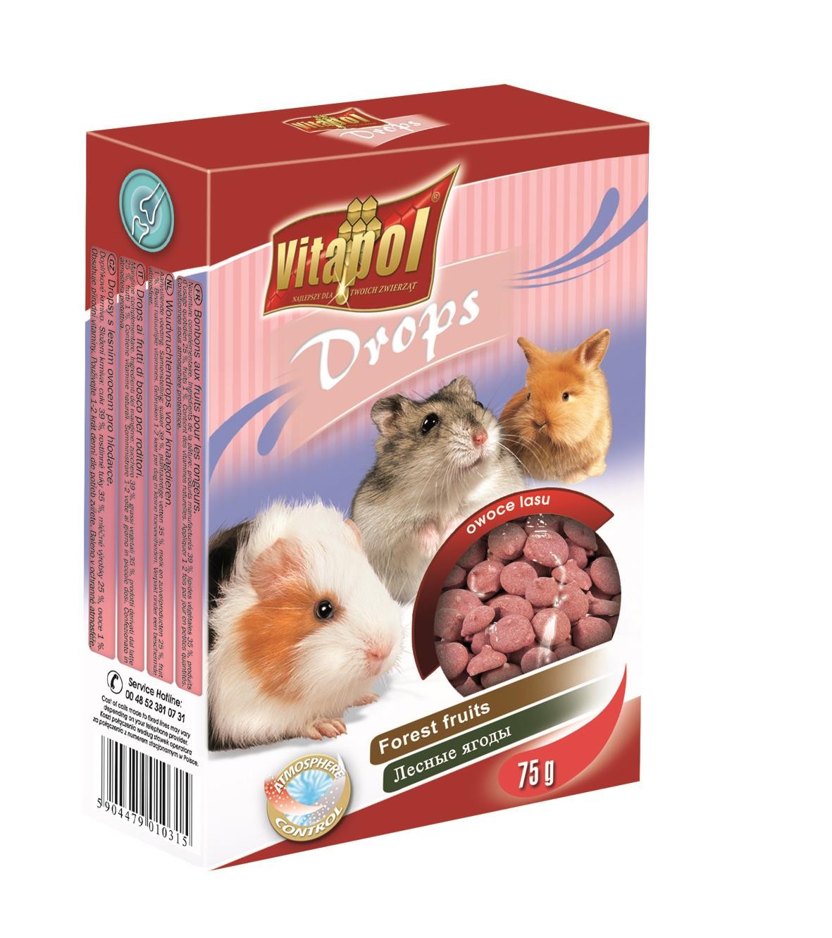 Dropsy owoce lasu dla gryzoni i królika 75 g