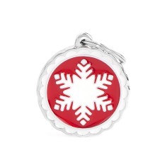 Charms Big Red Circle with White Snowflake ID Tag