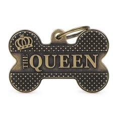 Bronx "The Queen" XL Bone ID Tag in English Brass