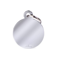 Basic Big Circle ID Tag in Chrome-Plated Brass