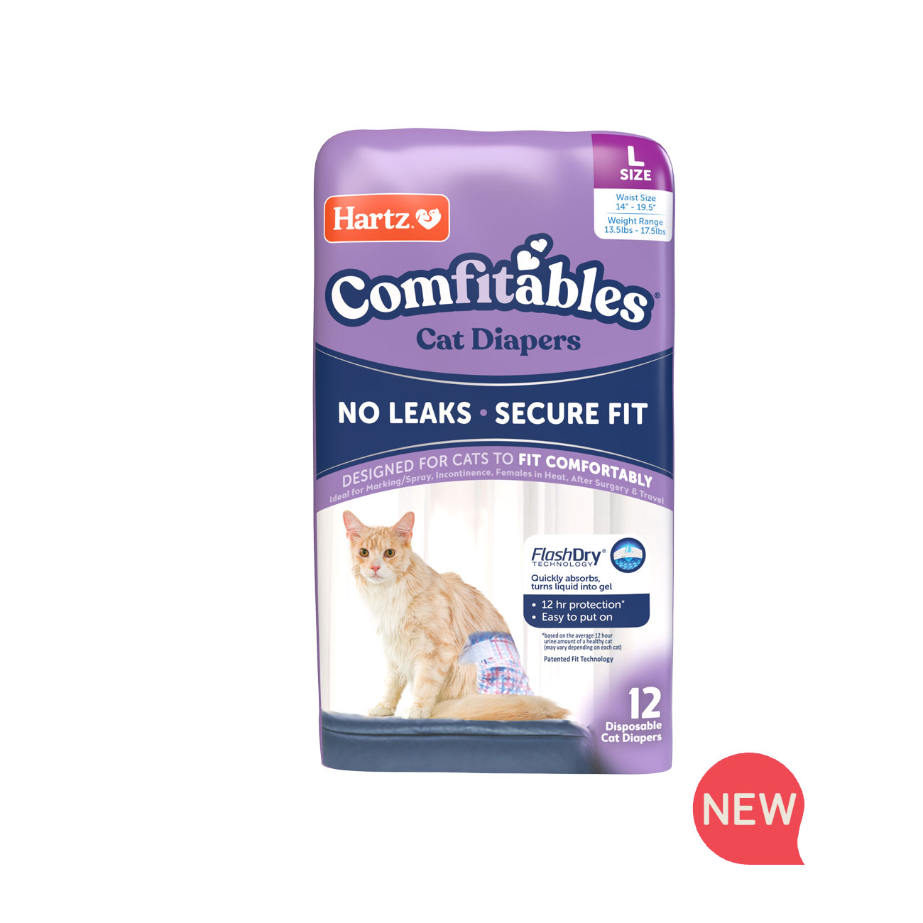 Hartz® Comfitables® Cat Diapers, Size L, 13.5-17.5 lbs.