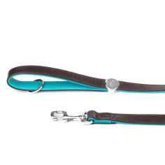 Brown and Turquoise Hermitage Leash in Genuine Leather