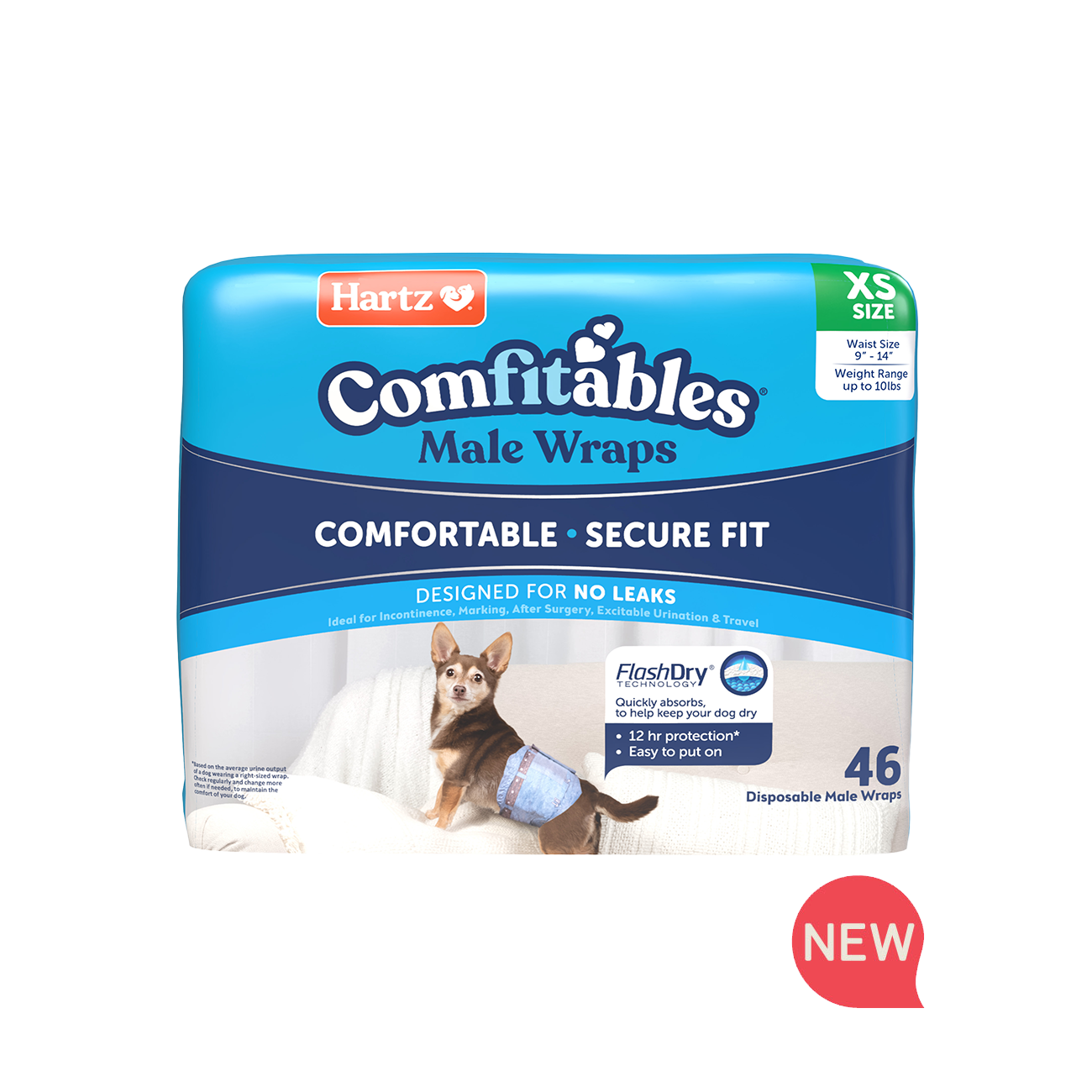 Hartz® Comfitables® Dog Wraps, Size XS, up to 10 lbs. - 46ct