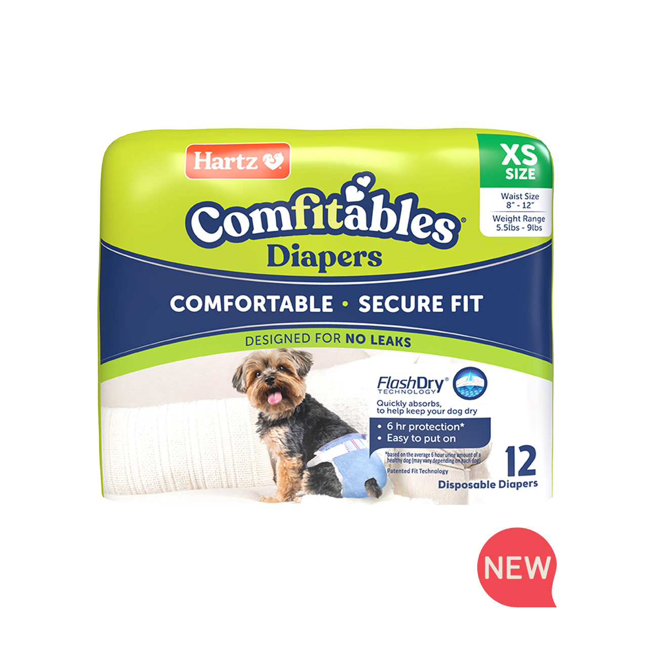 Hartz® Comfitables® Dog Diapers, Size XS, 5.5 - 9 lbs. - 12ct
