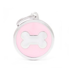 Classic Big Pink Circle with Bone ID Tag