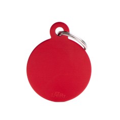 Basic Big Aluminum Red Circle ID Tag