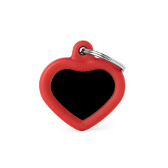 Hushtag Black Aluminum Heart ID Tag with Red Rubber