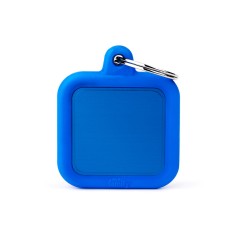 Hushtag Blue Aluminum Square ID Tag with Rubber