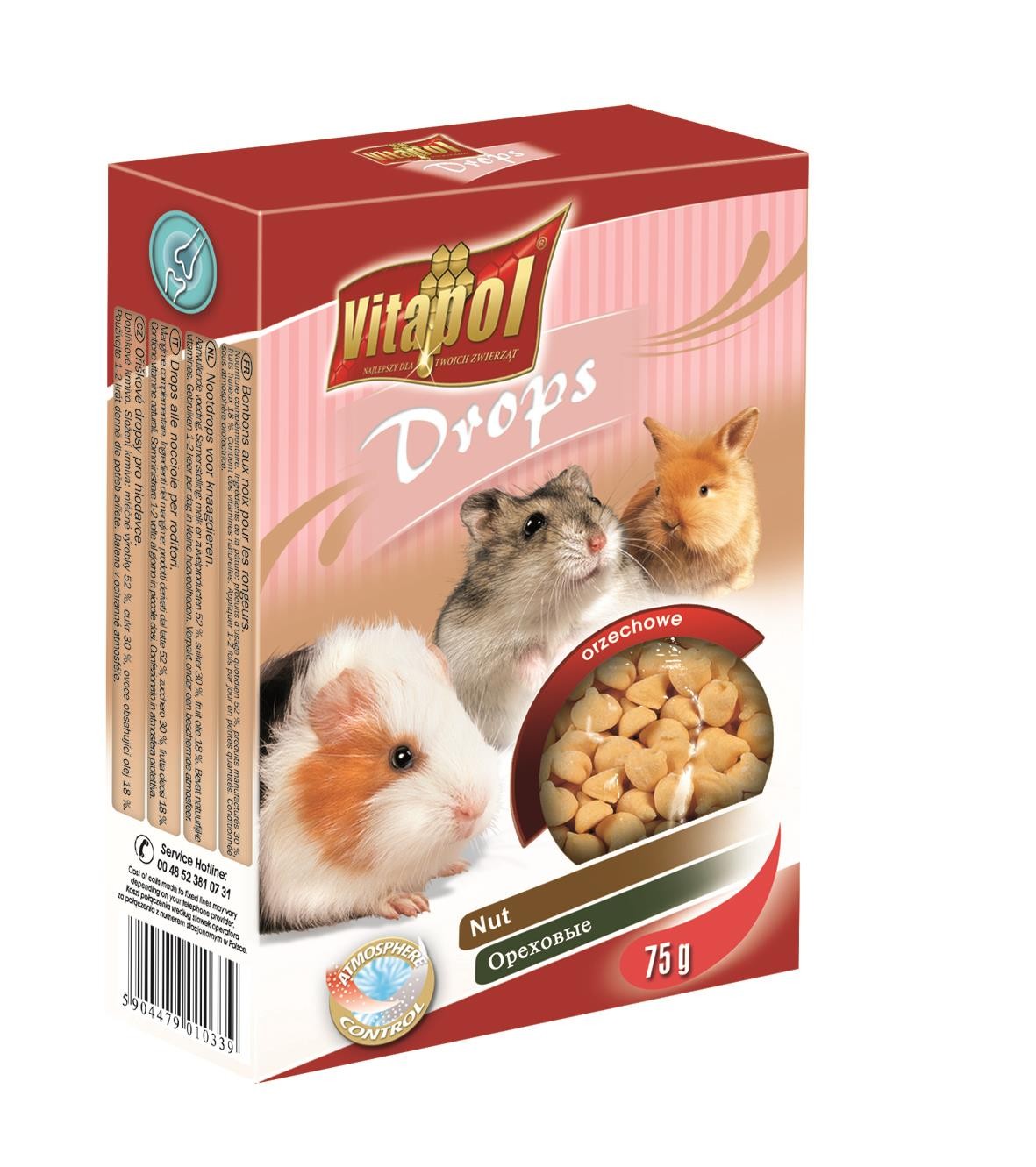 Dropsy orzechowe dla gryzoni i królika 75 g