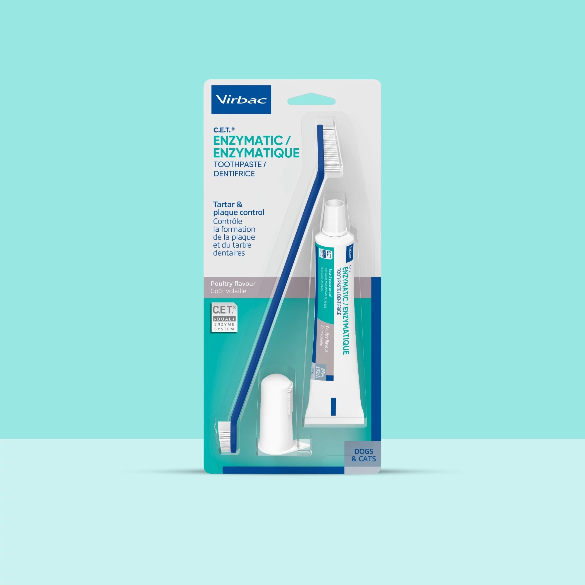 C.E.T. - Kit de cepillo y pasta de dientes para perros y gatos