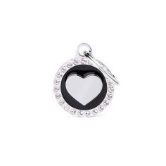 Glam Black Heart ID Tag with Rhinestones