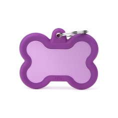 Hushtag Big Purple Aluminum Bone ID Tag with Rubber
