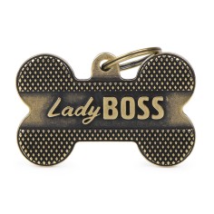 Bronx "Lady Boss" XL Bone ID Tag en English Brass