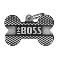 Bronx "The Boss" XL Bone ID Tag en Antique Silver