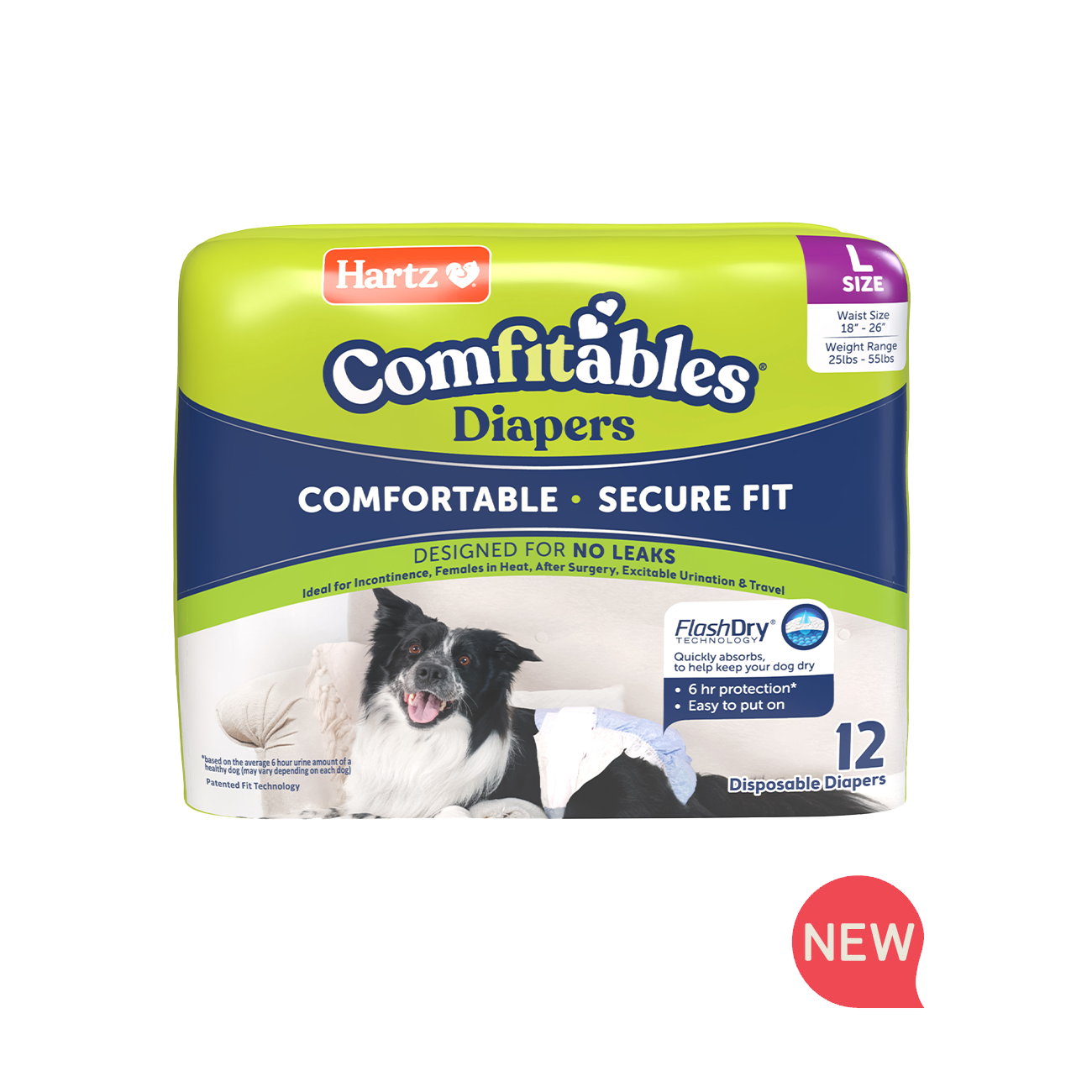 Hartz® Comfitables® Dog Diapers, Size L, 25 - 55 lbs. - 12ct