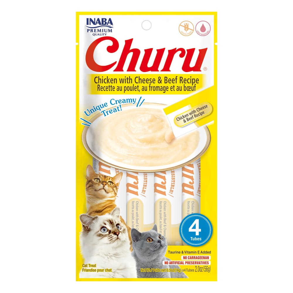 Churu de pollo con queso y carne