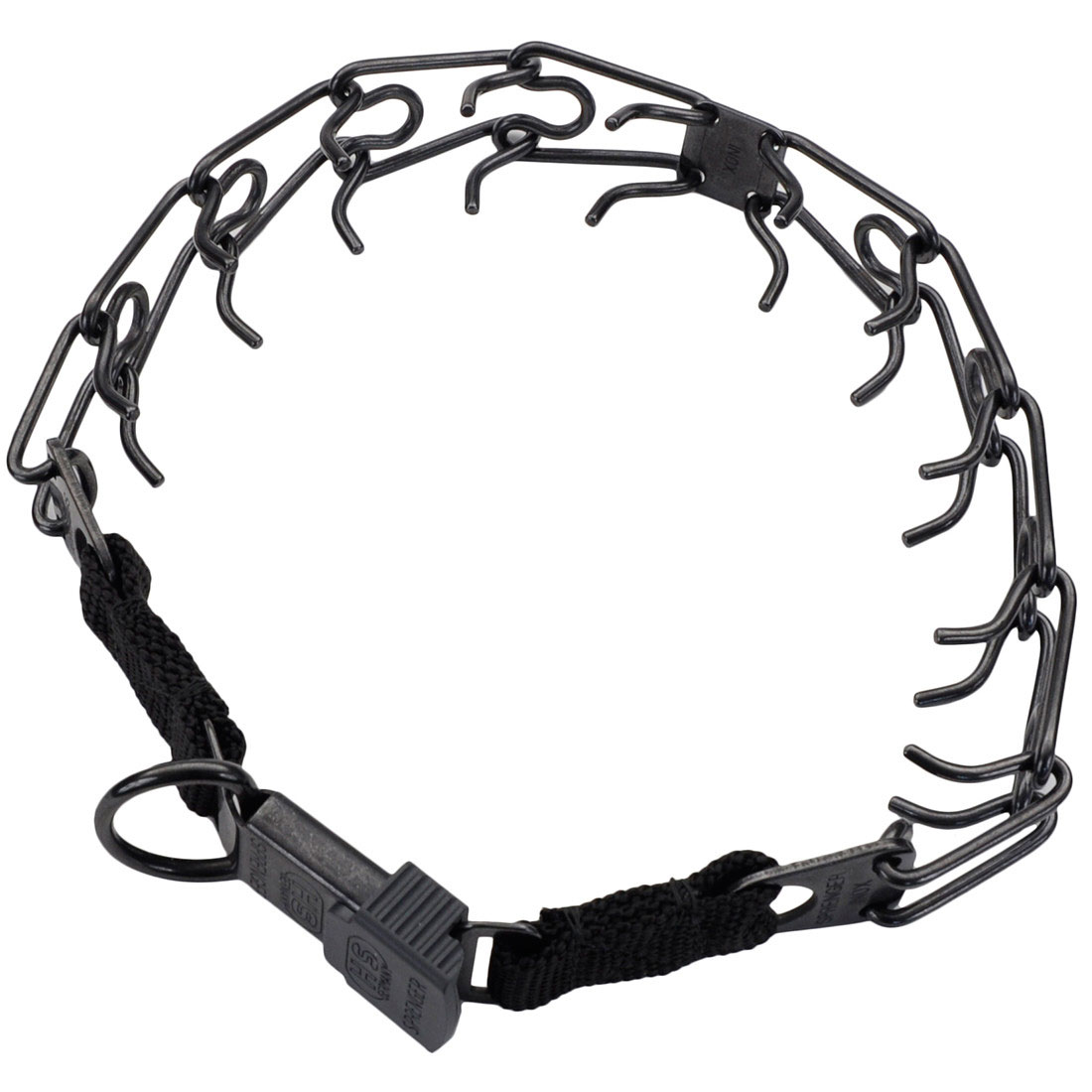 Herm. Sprenger Black Stainless ULTRA-PLUS Dog Prong Training Collar with Center-Plate and ClicLock