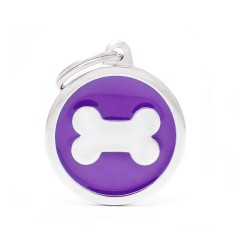 Classic Big Purple Circle with Bone ID Tag