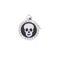 Glam Black Skull ID Tag with Rhinestones