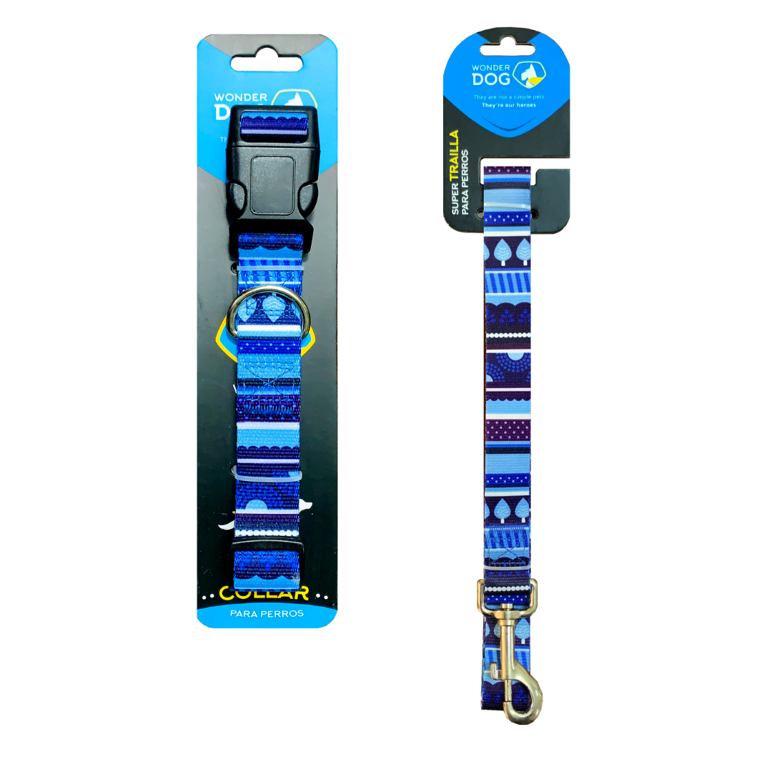 Collar para perros azul con diseño M