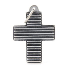 Bronx XL Shutter Cross ID Tag in Antique Silver